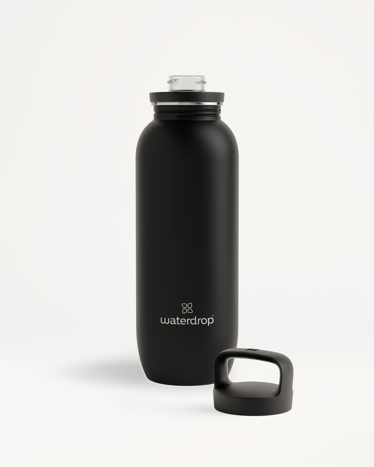 All-Purpose Ultralight · Spout Lid: A sleek, black water bottle with an easy-to-carry spout lid, designed for lightweight hydration during hikes or daily use.