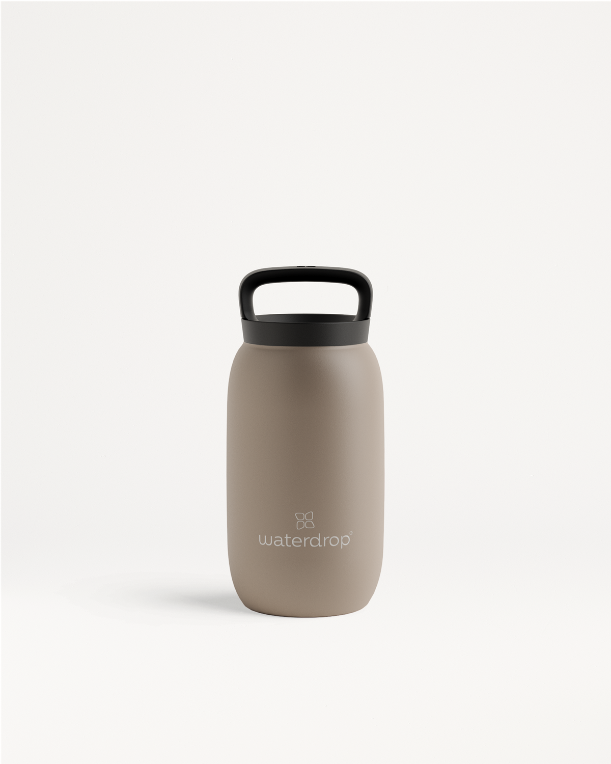 All-Purpose Thermo · Loop Lid, a double-walled stainless steel water bottle with a black loop handle, designed for maintaining drink temperatures.