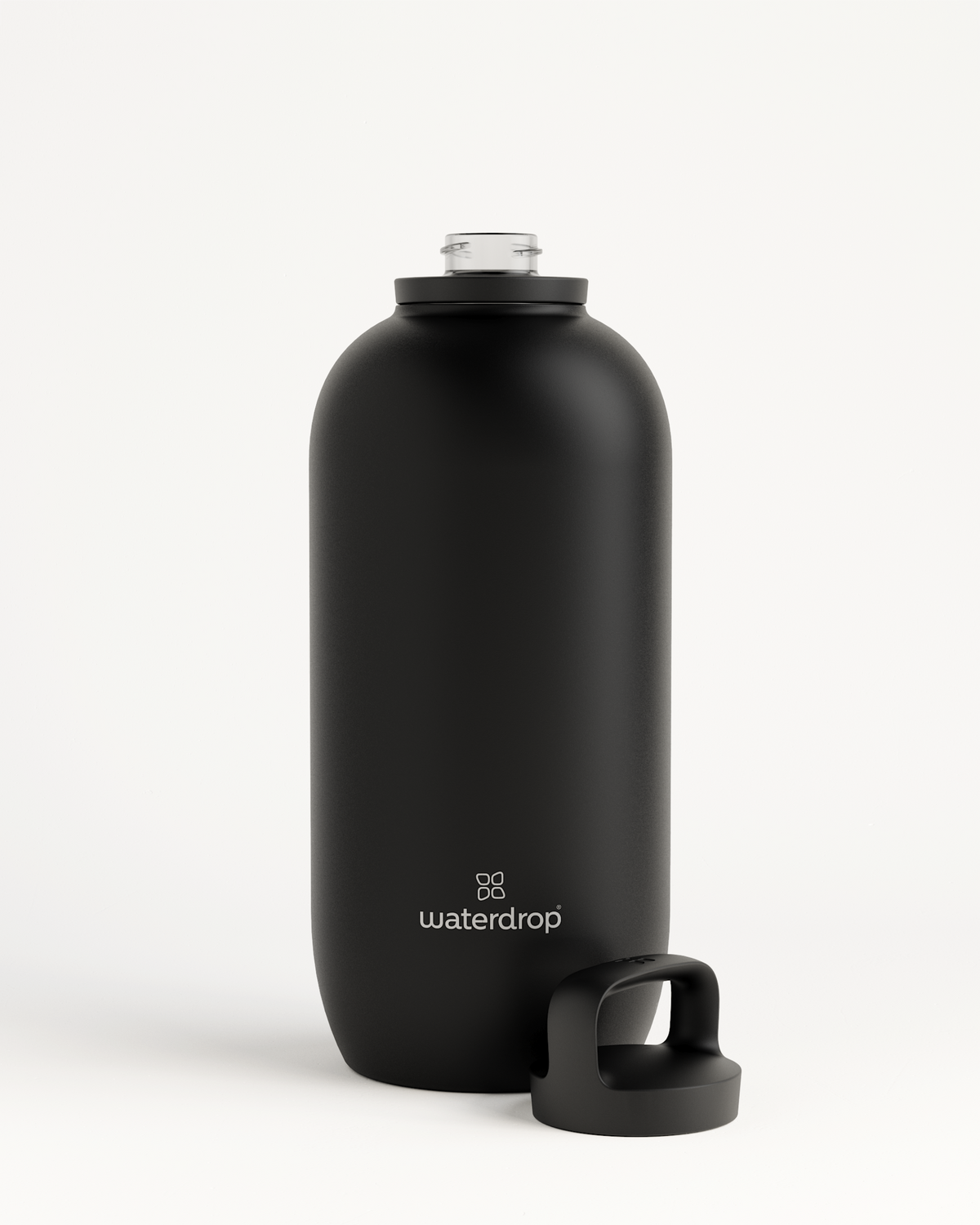 All-Purpose Thermo · Spout Lid, a black double-walled stainless steel water bottle with a cap, designed for keeping drinks cold up to 24 hours.