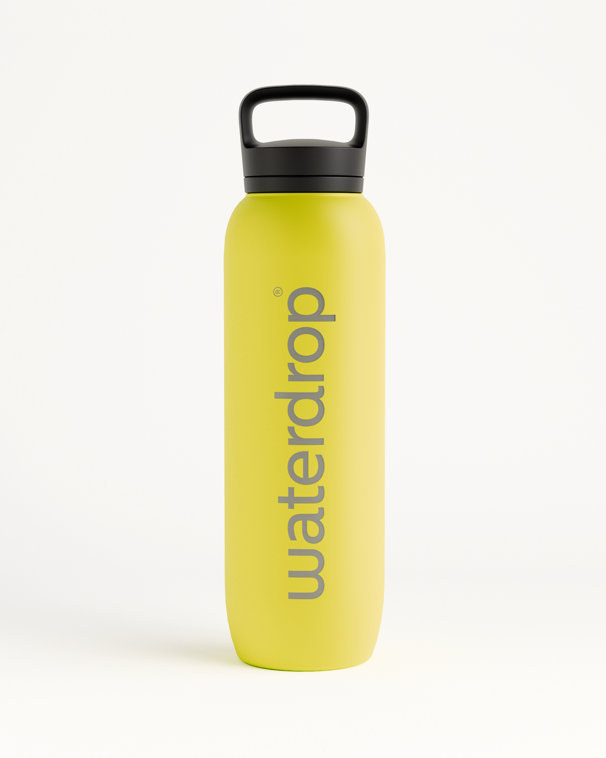 Neon Yellow All-Purpose Thermo Bottle with Spout Lid, 1L, featuring a double-walled design for cold drinks and wide opening for ice cubes.