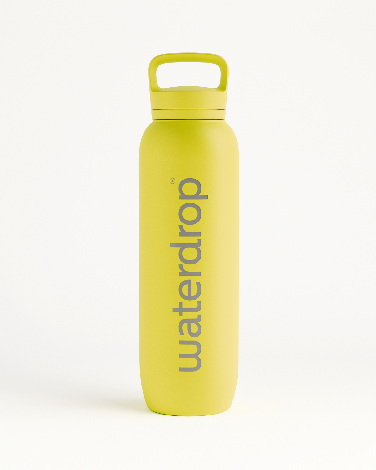 Neon Yellow All-Purpose Thermo Bottle with Spout Lid, 1L, featuring a wide opening for easy ice cube addition and double-walled stainless steel for 24-hour cold retention.