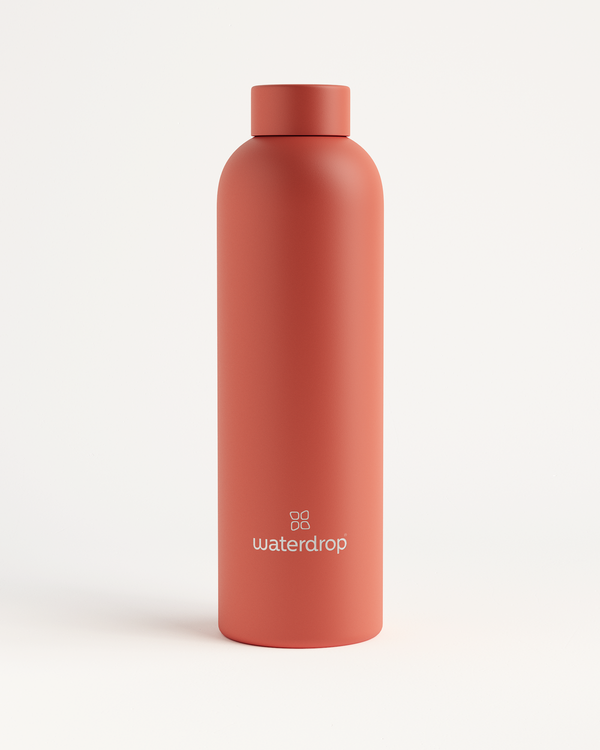 Classic Thermo Steel bottle, double-walled stainless steel, visible white logo, available in 400ml, 600ml, or 1L, keeps drinks cold for 24 hours or hot for 12.