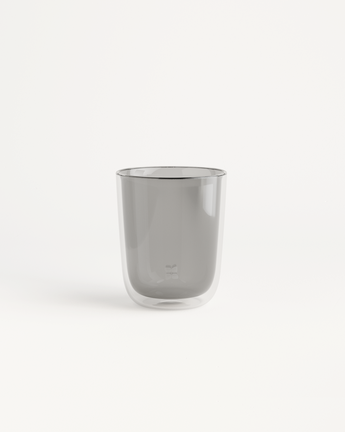 Glass cup with double-walled borosilicate glass and silver rim, enhancing drinking comfort, especially when paired with the Sip Lid.