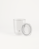 Glass Cup Set with a double-walled design and a comfortable Sip Lid, ideal for both warm and cold beverages.