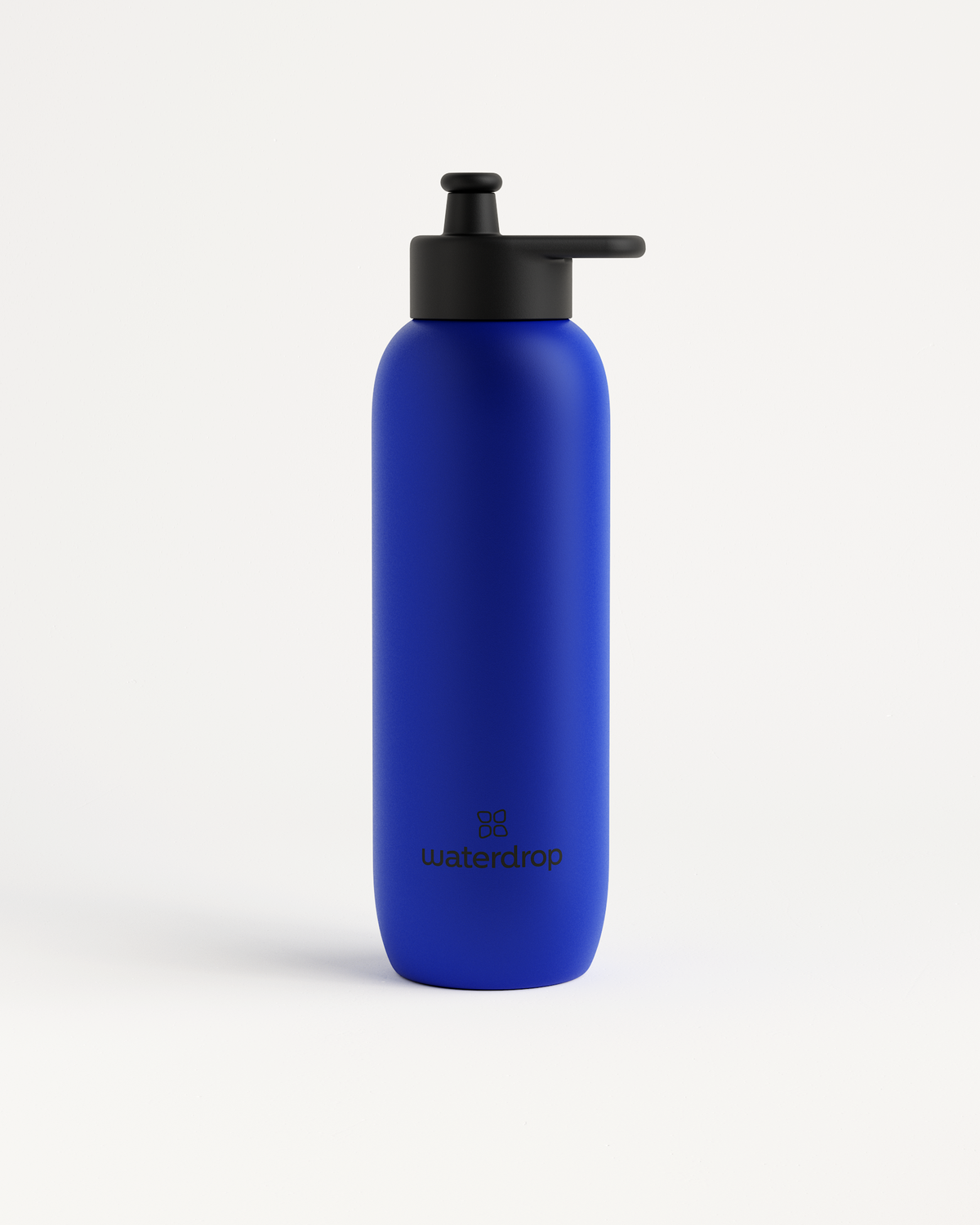 Ultralight Steel water bottle with black Pull-Up Cap, ideal for sports and adventure, made of high-quality stainless steel by waterdrop®.