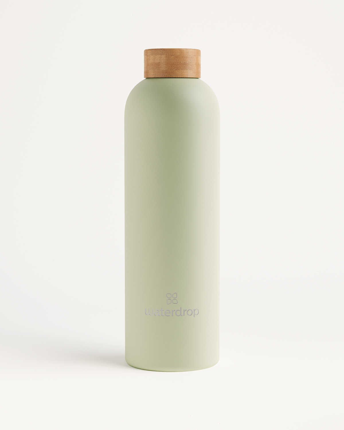 White Thermo Steel bottle with a brown cap, designed to keep drinks cold for 24 hours or hot for 12 hours, available in multiple sizes.