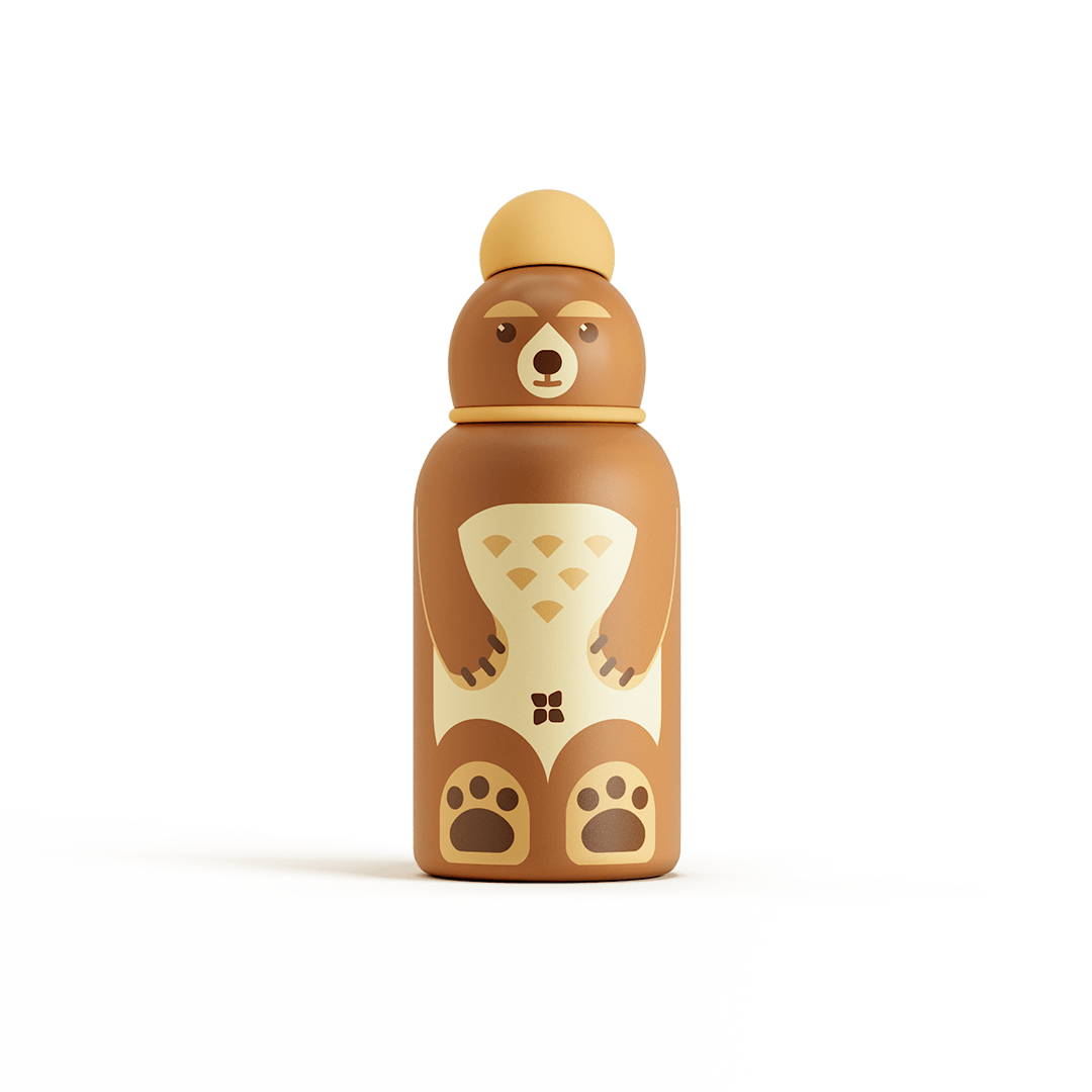 Toddler Bottle Steel: A high-quality stainless steel drinking bottle for toddlers, featuring a bear design and a special drink opening.