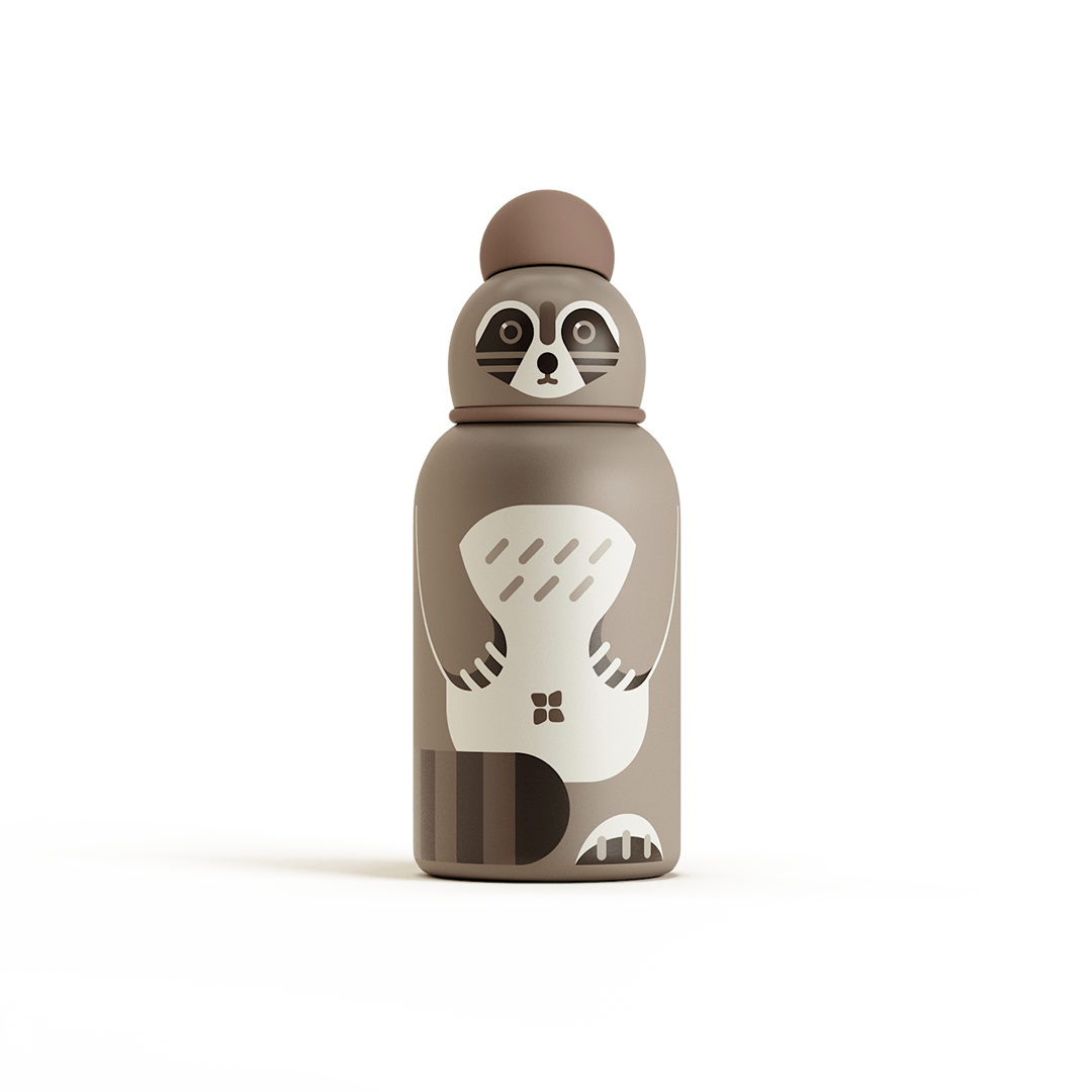 Toddler Bottle Steel: High-quality stainless steel bottle with a cartoon animal design, featuring a special drink opening, ideal for toddlers at play or on the go.