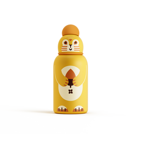 Toddler Bottle Steel with a cute cartoon animal, designed for toddlers, featuring a special drink opening and robust stainless steel build.